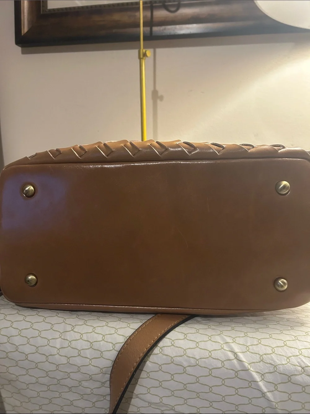 Patricia Nash Tan Woven Leather Satchel
